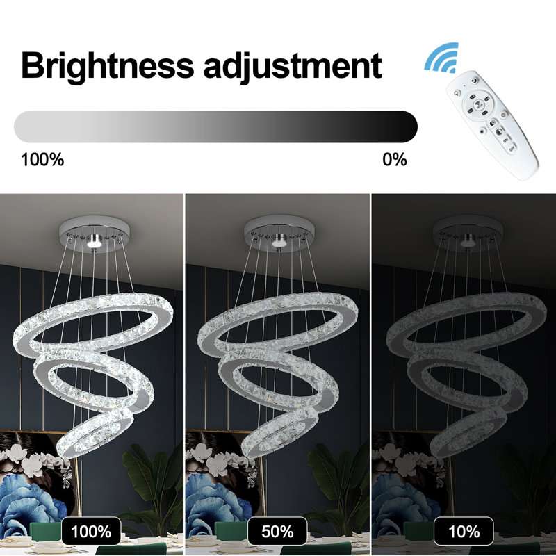 Lowellville 3 - Light Crystal LED Chandelier